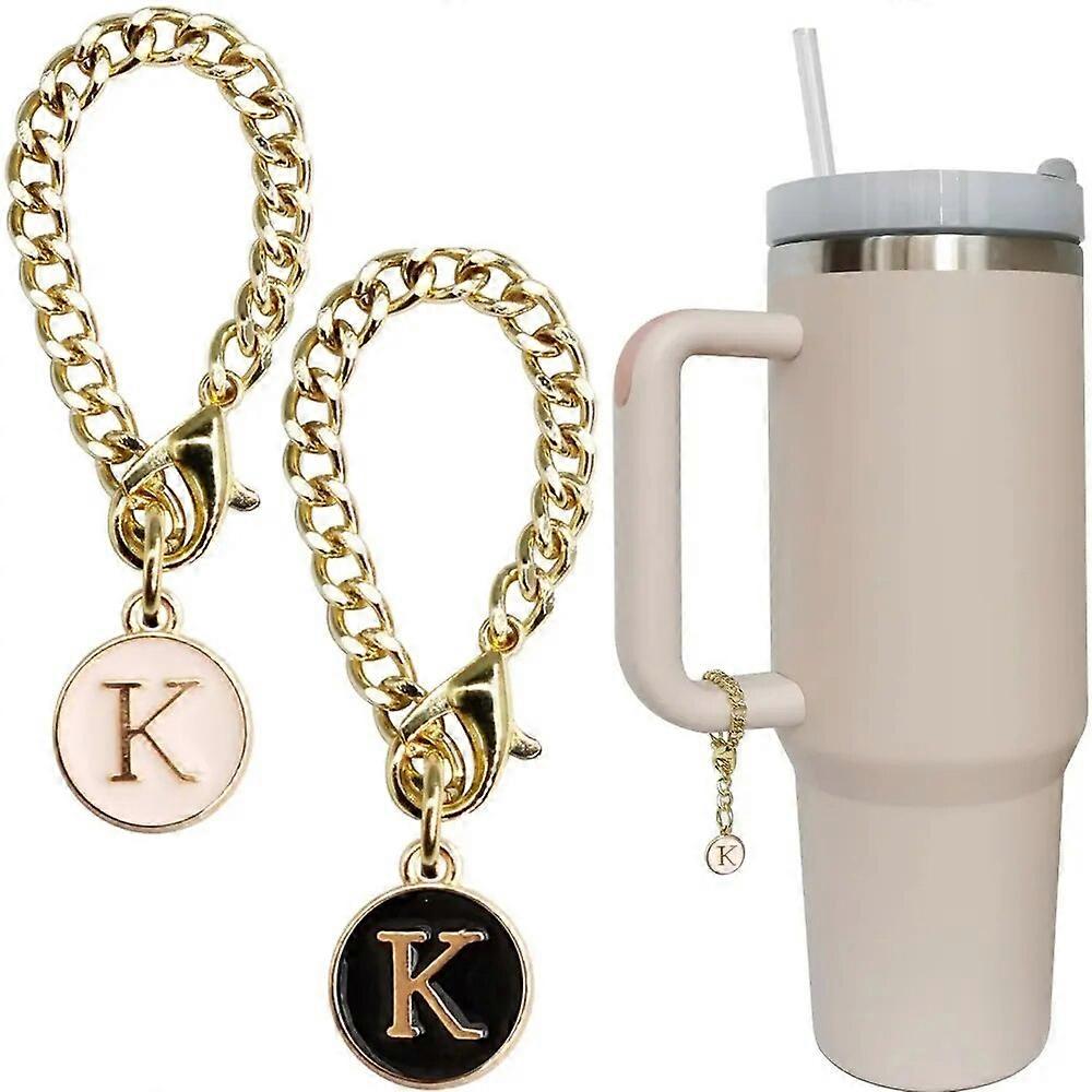 2 szt. zawieszki z literami akcesoria do kubka Stanley Tumbler uchwyt na kubek wody spersonalizowany identyfikator zawieszka z literą łańcuszek biały