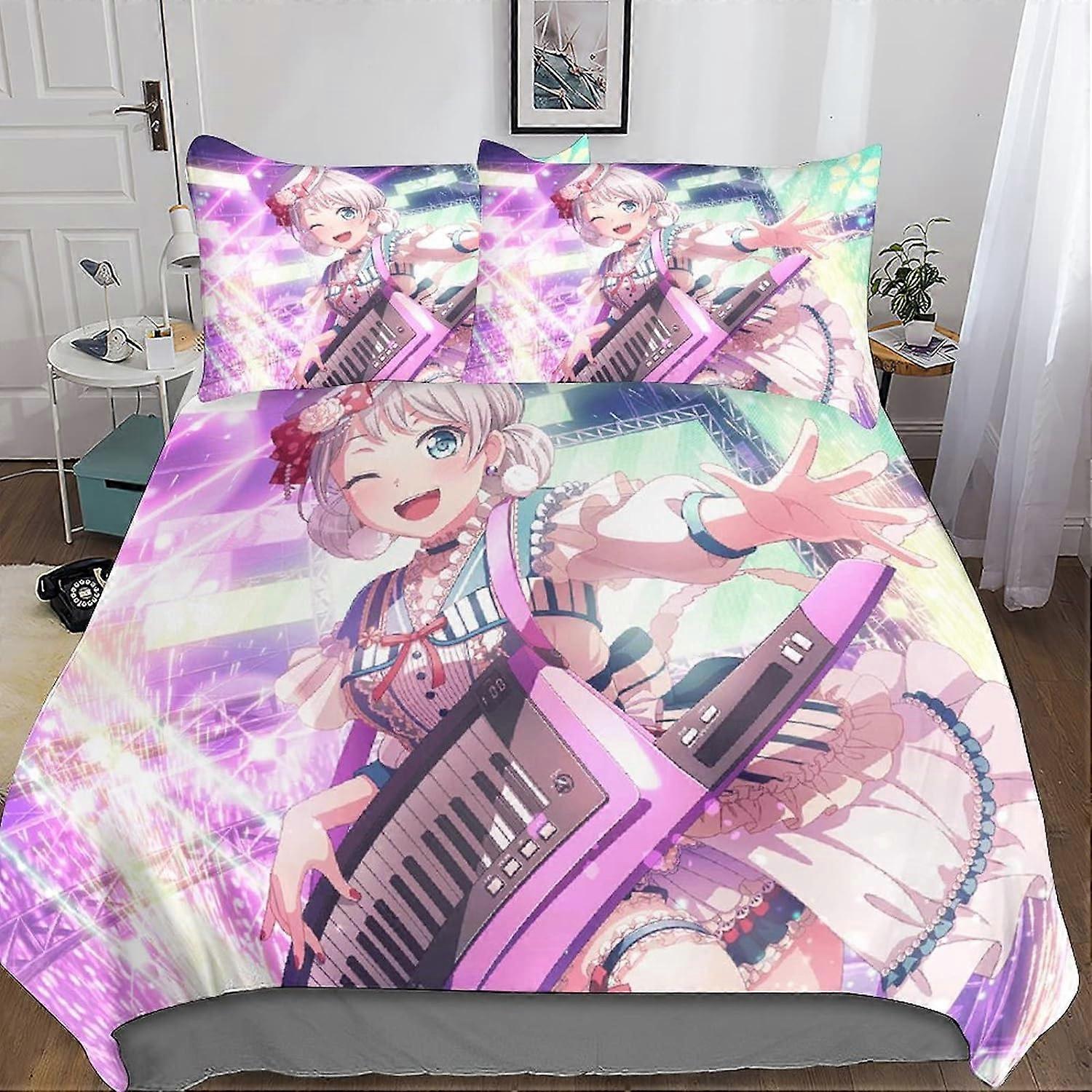 BOCCHI The Rock Sängkläder Set Japanskt Cartoon Pattern Påslakan Bitar Mikrofiber Sängkläder Lämplig för pojkar och flickor Doublex