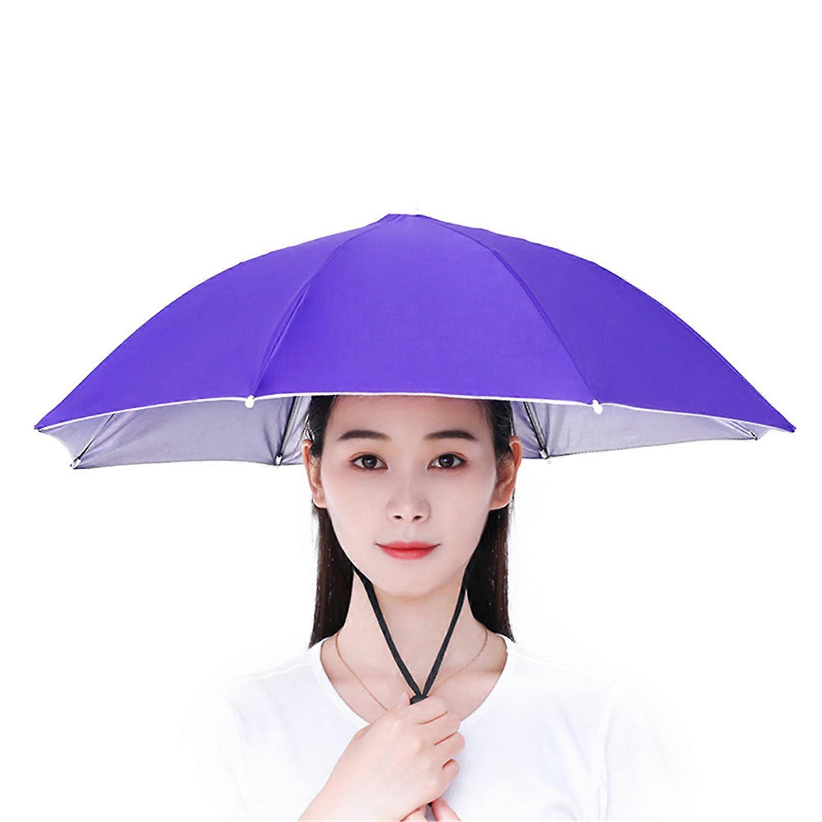 Umbrella Hat Hands-Free Umbrella Cap with Adjustable Drawstring Outdoor Sunshade