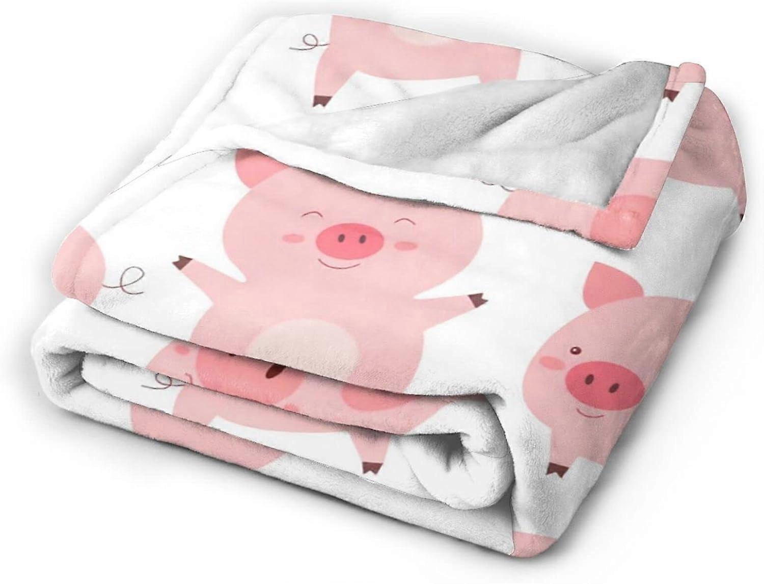 Cute Pig Blanket Super Soft Cozy Sherpa Throw Blanket Cartoon Pink