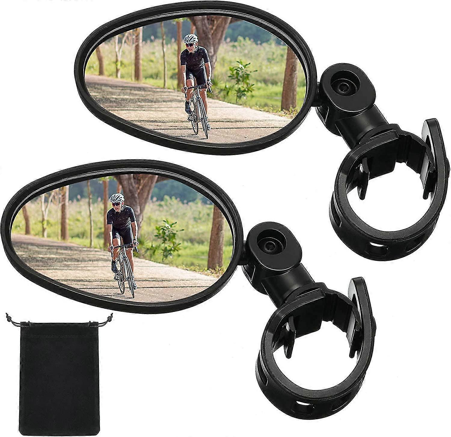 2 Pieces Bike Mirror 360 Degree Adjustable Rotatable Handlebar Mirror Wide Angle Bicycle Mirror Cycling Rear View Mirror Shockproof Acrylic Convex Mir