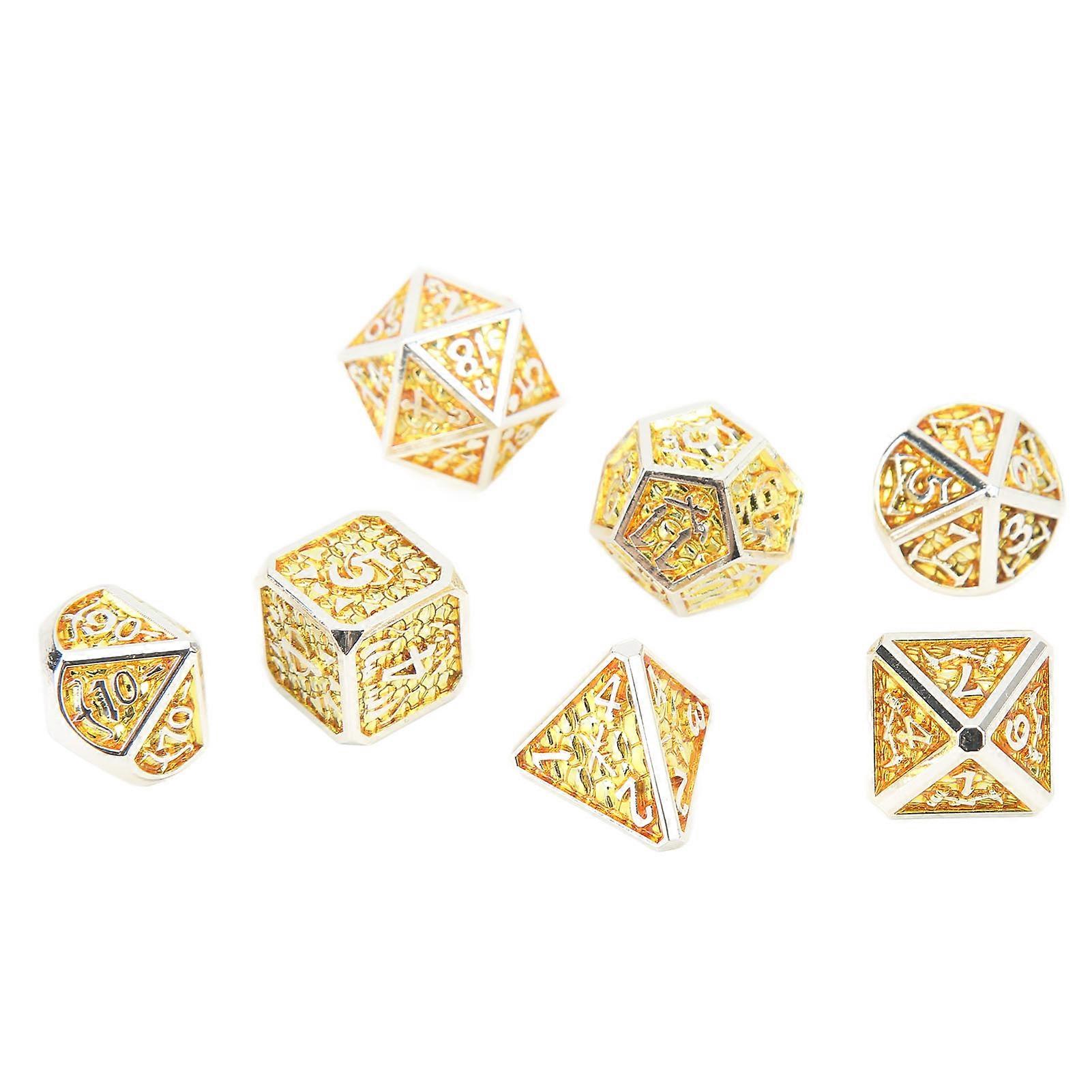 7Pcs Metal Game Dice Craftsmanship Beautiful Comfortable Polyhedral Role Playing Game Dice Set for Games School Supplies