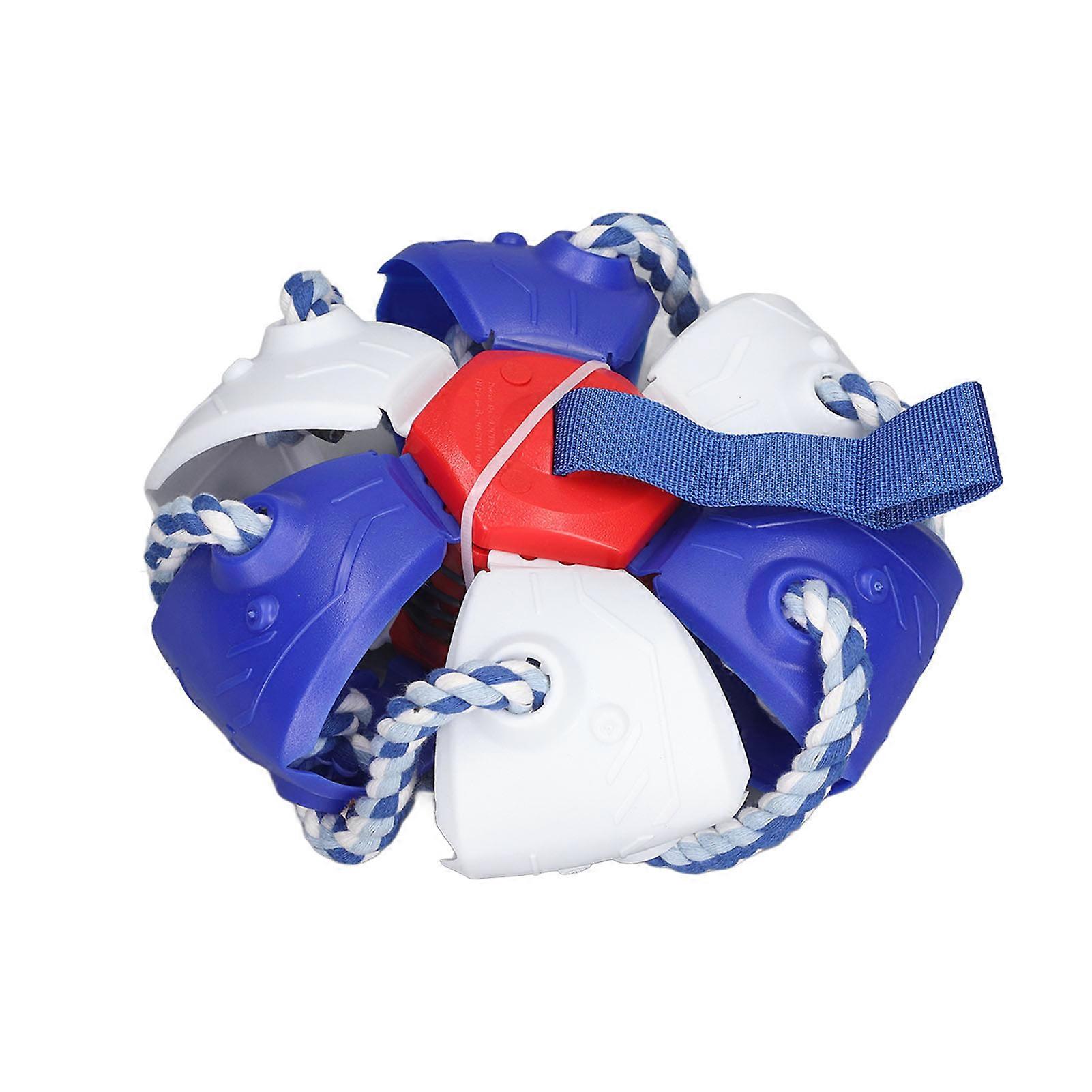 Interactive Outdoor Fly Ball Flying Saucer Ball Interesting Dog Soccer Toy with Straps Blue