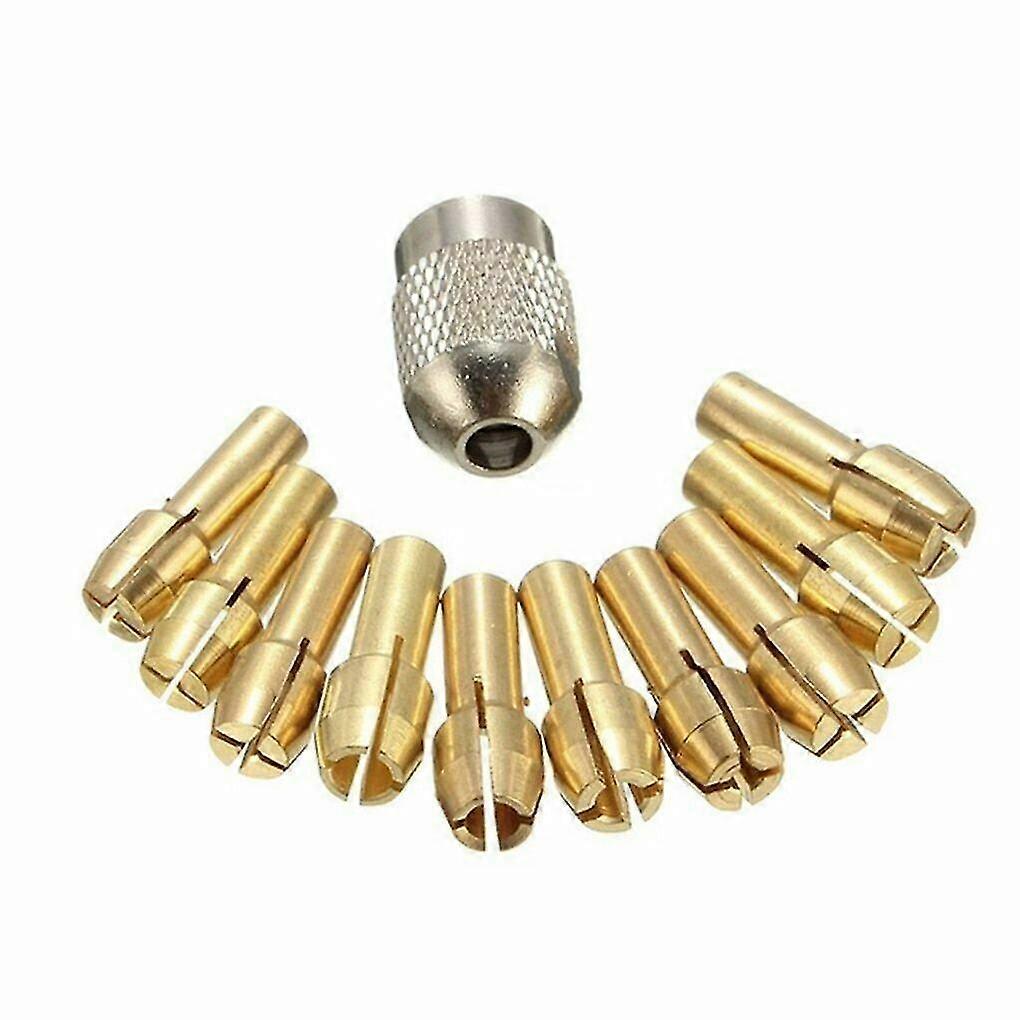Mini-drill-brass/collet-chuck With Silver Nut Rotary Tool.(gold+silver)(11pcs)
