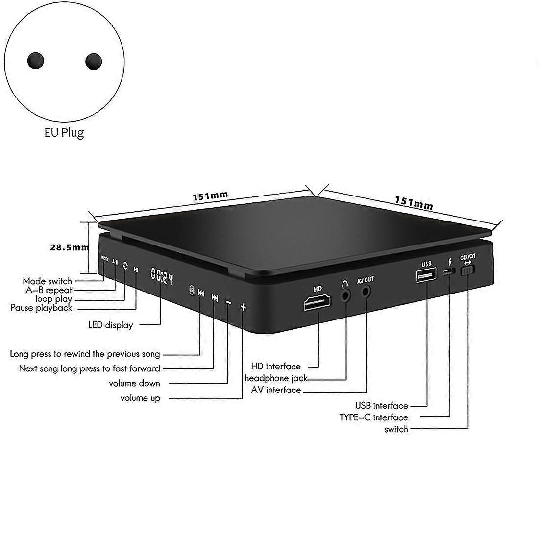 Home DVD HD Video Player copii VCD Player Mini Cd Player Dvd Player Eu Plug