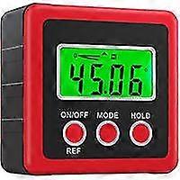 Digital Lcd Protractor Inclinometer Inclinometer Waterproof Bevel Box Angle Gauge Bubble Level - (red)