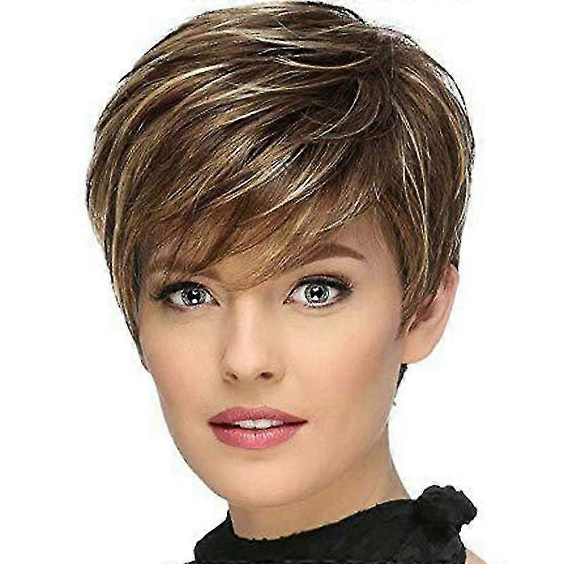 Mujeres Chico Cortado Pixie Capa Cabello Lacio Pelucas Sintéticas