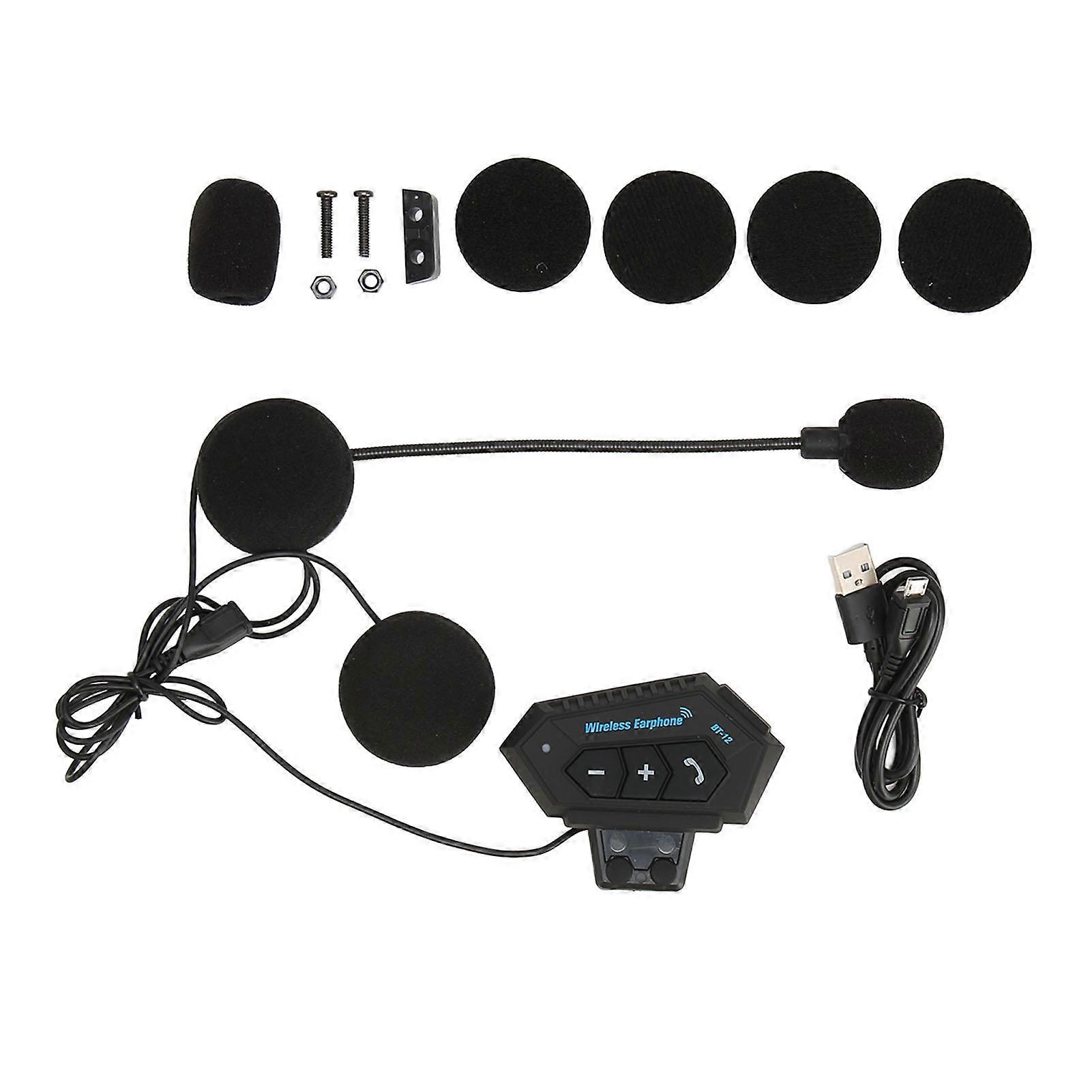 Motorcycle Helmet Bluetooth Headset Adjustable Volume Noise Reduction IP67 Waterproof Helmet Bluetooth Intercom with Mic