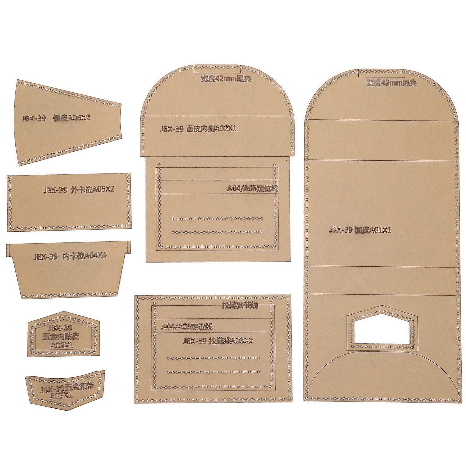 8 Stück Acryl Schablone Kurze Brieftasche DIY Handgemachtes Ledermuster Form Handwerkswerkzeuge