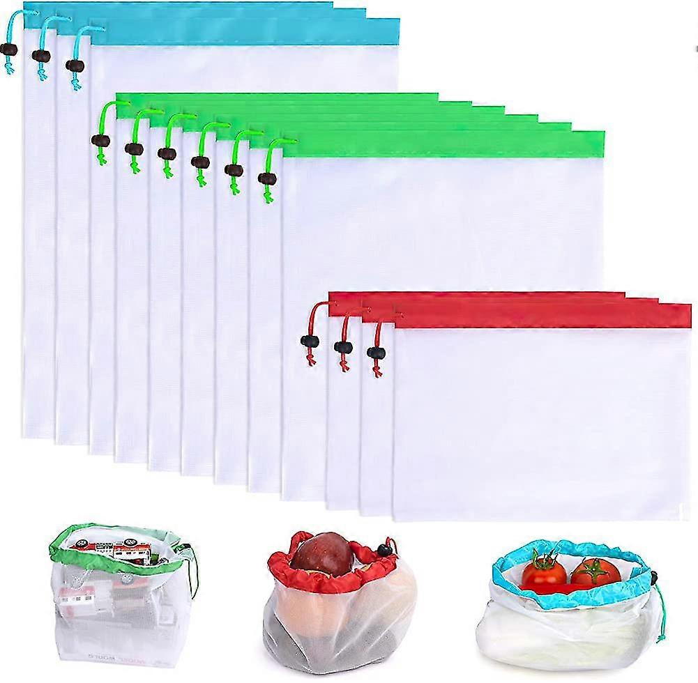 Gjenbrukbare nettingposer, miljøvennlige grønnsaksposer, oppbevaringsposer for frukt og grønnsaker for butikk