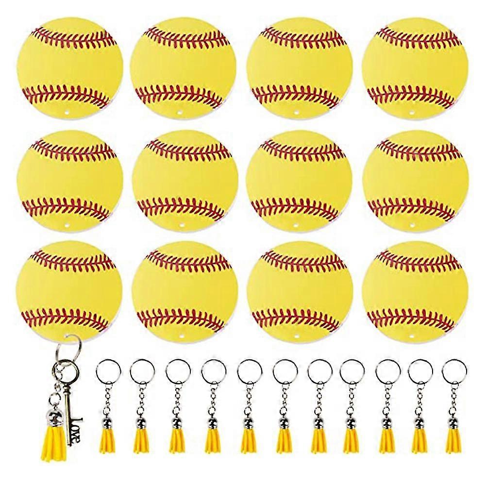 48pcs softball acrylic keychain blanks kit,12 softball keychain ,b