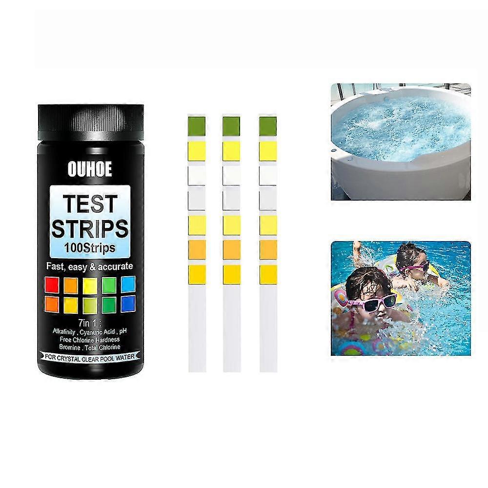 100 Pack Pool Test Strips 7-en-1 Pool Water Test For Ph Chlorine Bromine