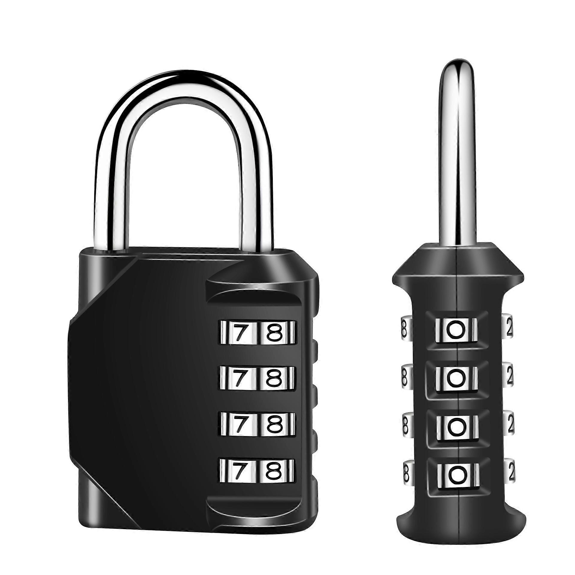 4 Digit Combination Padlock, Combination Lock, Metal and Steel Waterproof Combination Clasp (One Piece) - Black