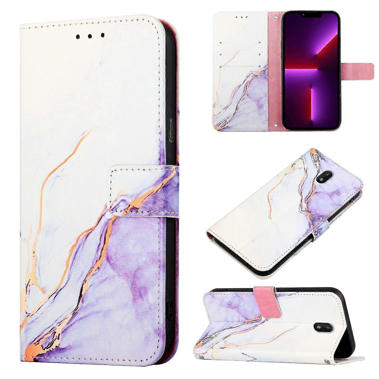 Compatible with Nokia C01 Plus Cover Wallet Marble Magnetic Leather Case
