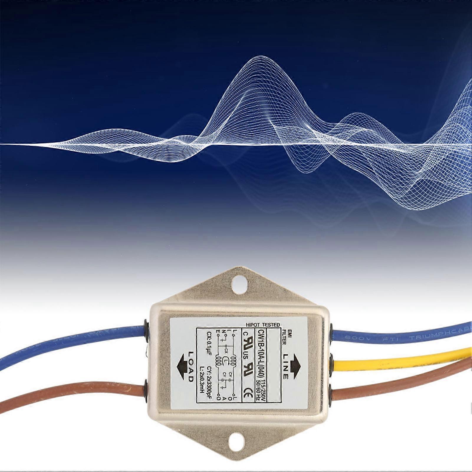 Uadme EMI Filter, CW1B-10A-L(040) Einphasenfilter EMI Netzfilter, 125/250V Elektromagnetische Interferenzfilter, zur Unterdrückung Kontinuierlicher und Intermittierender Impulsstörungen