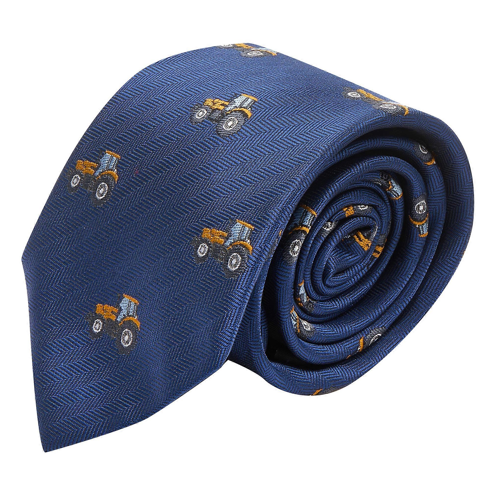 Navy Blue Herringbone Tractor Tie