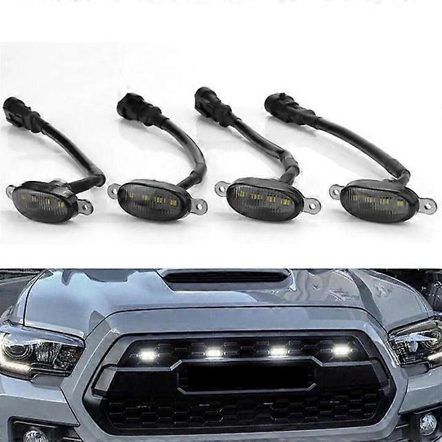 4Pcs Suitable For Jeep Grand Cherokee 2003-2021 Front Grille LED Light Raptor Style Grill LED Light One For Four Smoked Shell
