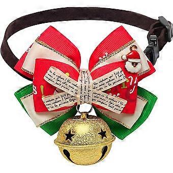 Weihnachtsmann-Katzenhalsband mit Fliege, Weihnachts-Katzenhalsband, abreißbare kleine Hundehalsbänder mit Glöckchen