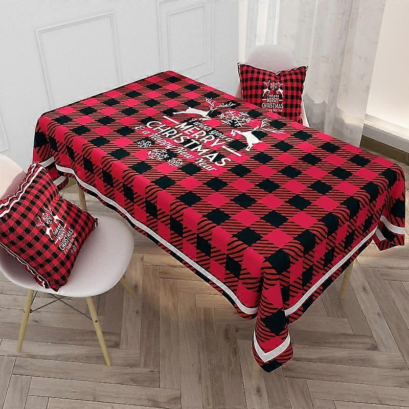 Nordic Red Christmas Tea Table Tablecloth Checkered Cartoon Tablecloth Rectangular Wedding Dining Table Cover Tea Table Cloth