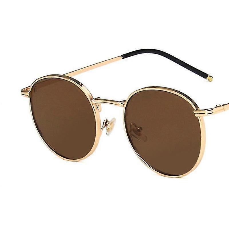 (gold Frame Deep Tea)sunscreen Uv Metal Glasses