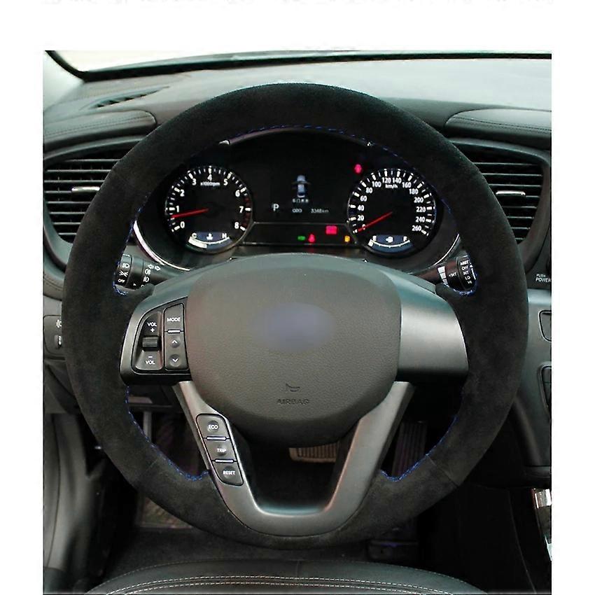 Black Artificial Leather Hand-stitched No-slip Soft Car Steering Wheel Cover for Kia K5 Optima 3 2008 2009 2010 2011 2012 2013