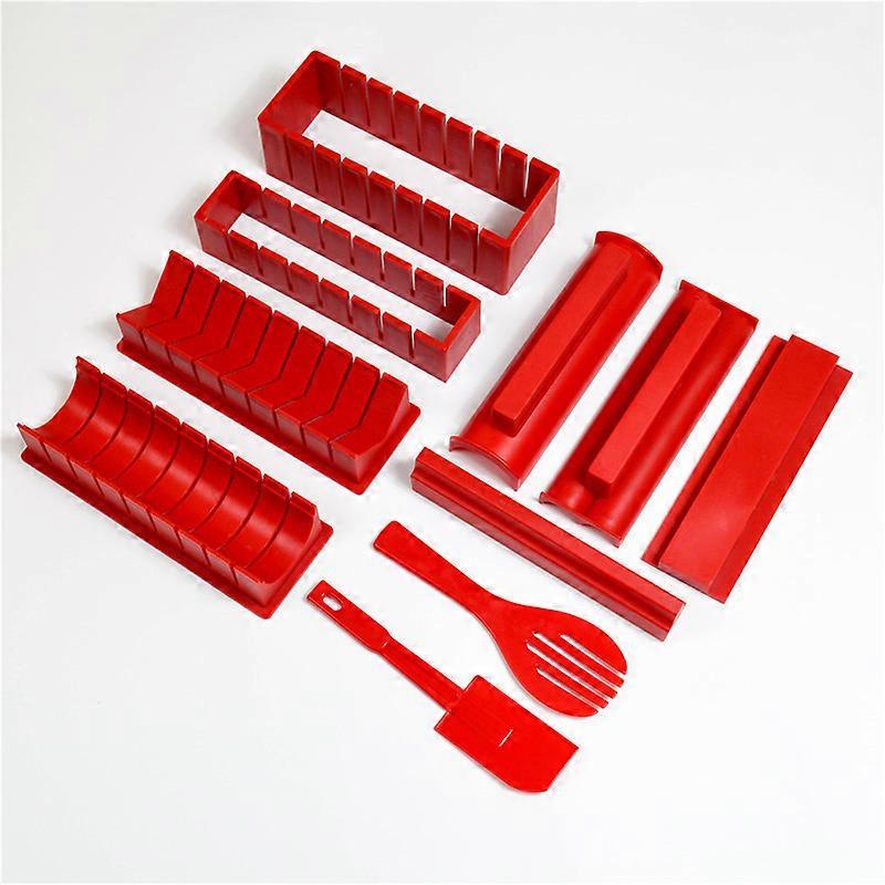 Le Sushi(Red)- Sushi Device and Molds - Sushi and Maki Preparation Kit - 10 pieces - Sushi Kit