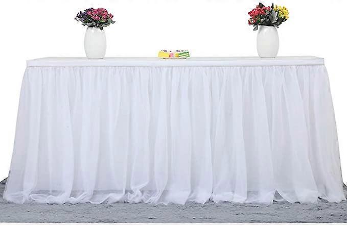 9ft White Table Skirt Tulle Tutu Table Cloth
