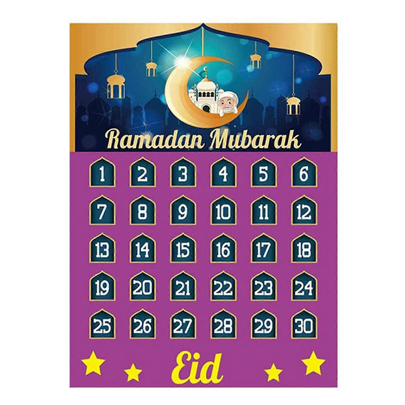 2021 Eid Mubarak Countdown Calendar With 30 Reusable Stars Ramadan Mubarak Decor