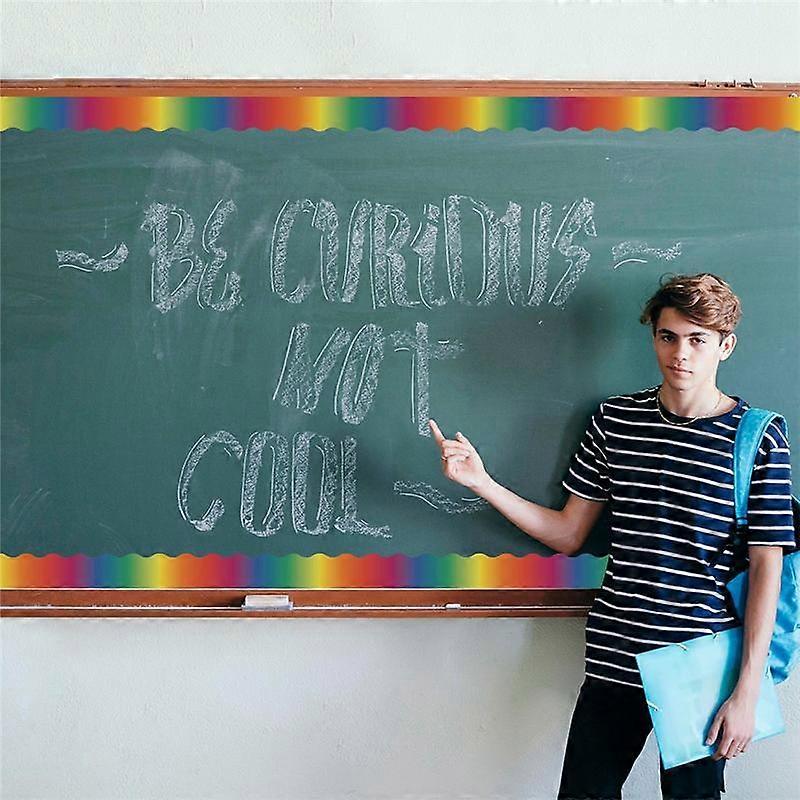 Rainbow Bulletin Board Stickers Colorful Straight Bulletin Border Border for Classroom Chalkboard D
