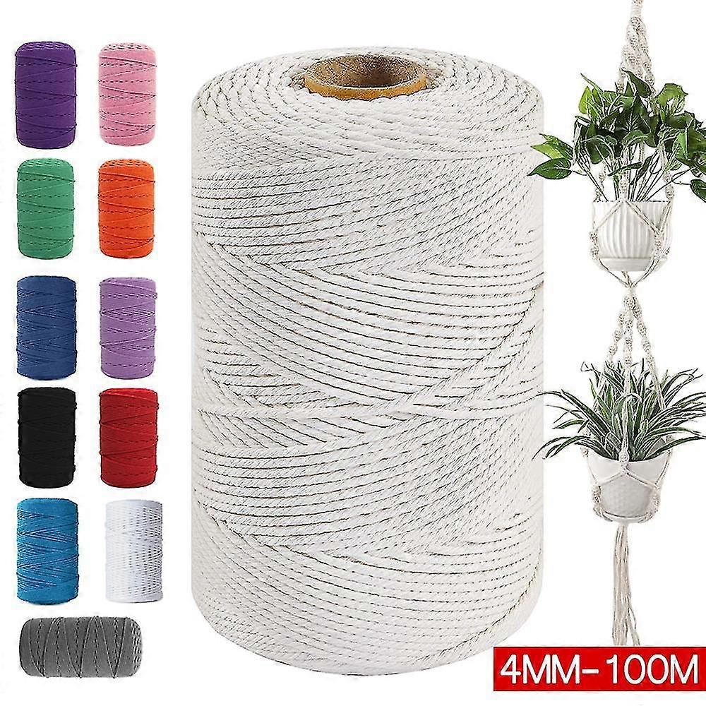 3mm X 200m Natural Cotton Twisted Cord Craft Macrame Artisan Rope String Braided