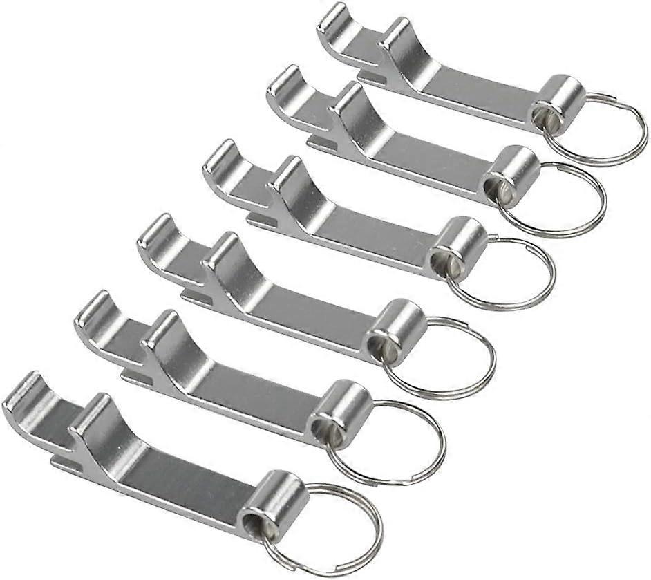 Silver Keychain Key Chain Mini Beer Bottle Openers, 6 Pack