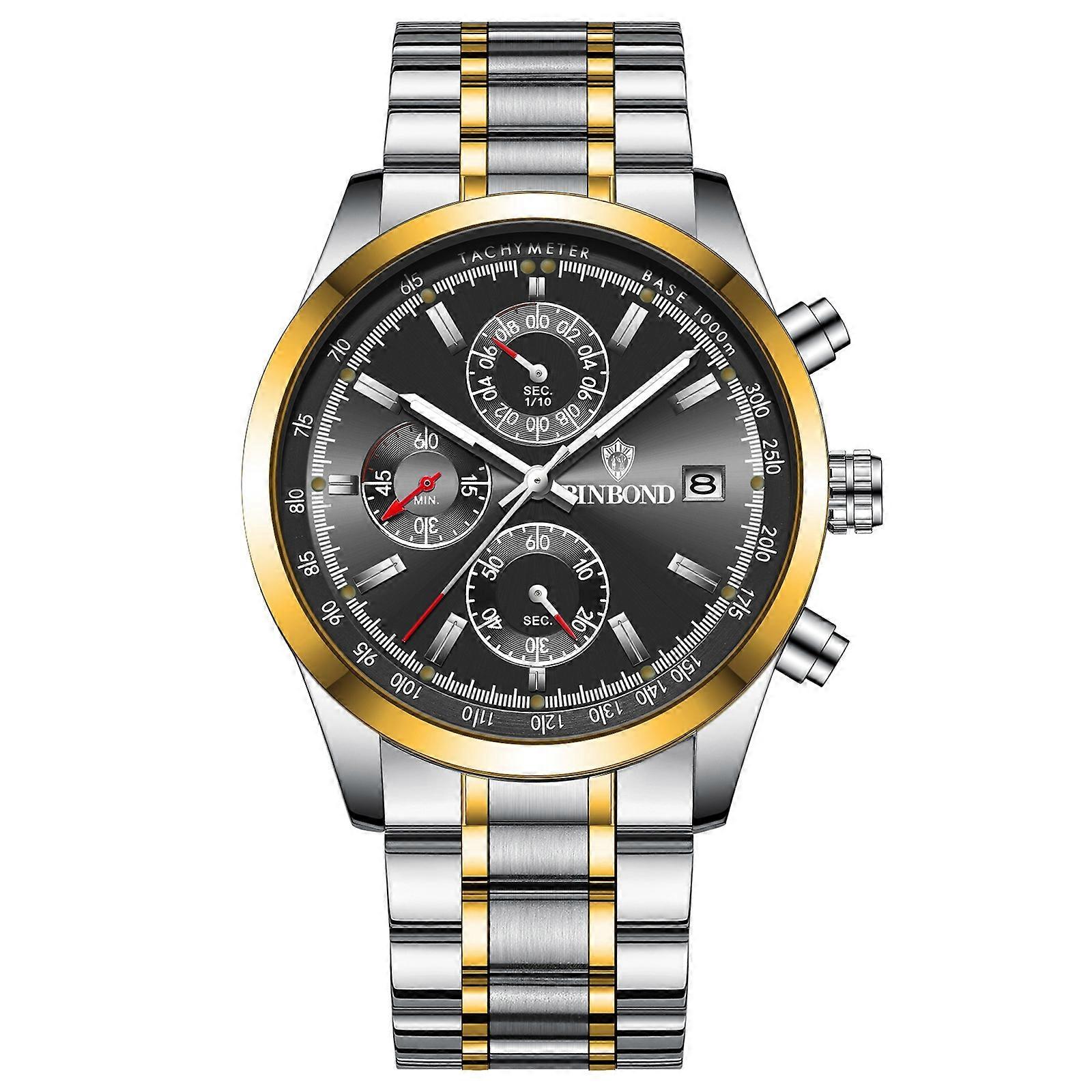 BINBOND B6022 Quartz Watch Inter-Gold-Black