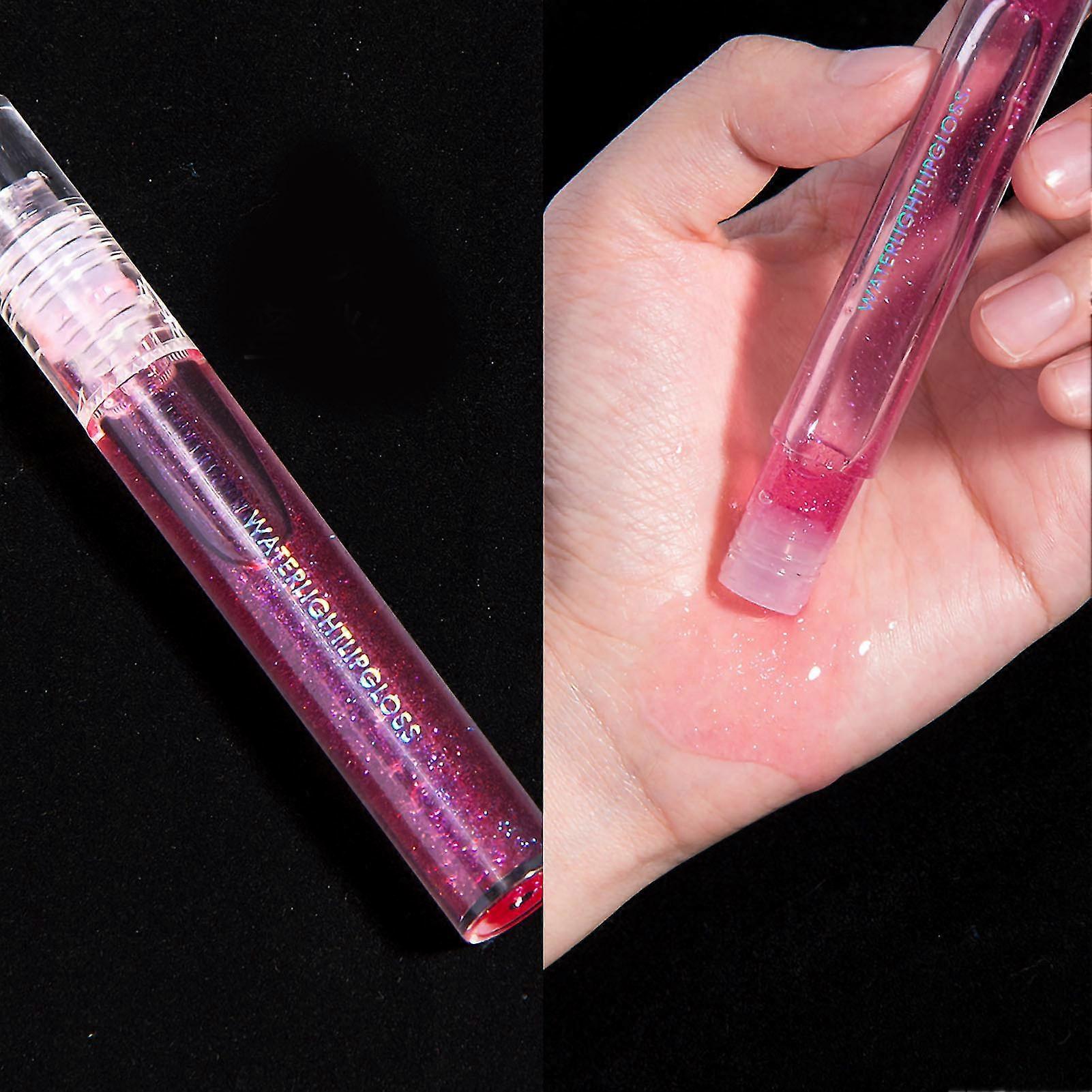 Transparent Pearlescent Lip Gloss Moisturizing Glass Lipstick with Fine Flash in Peach Red for Gifts