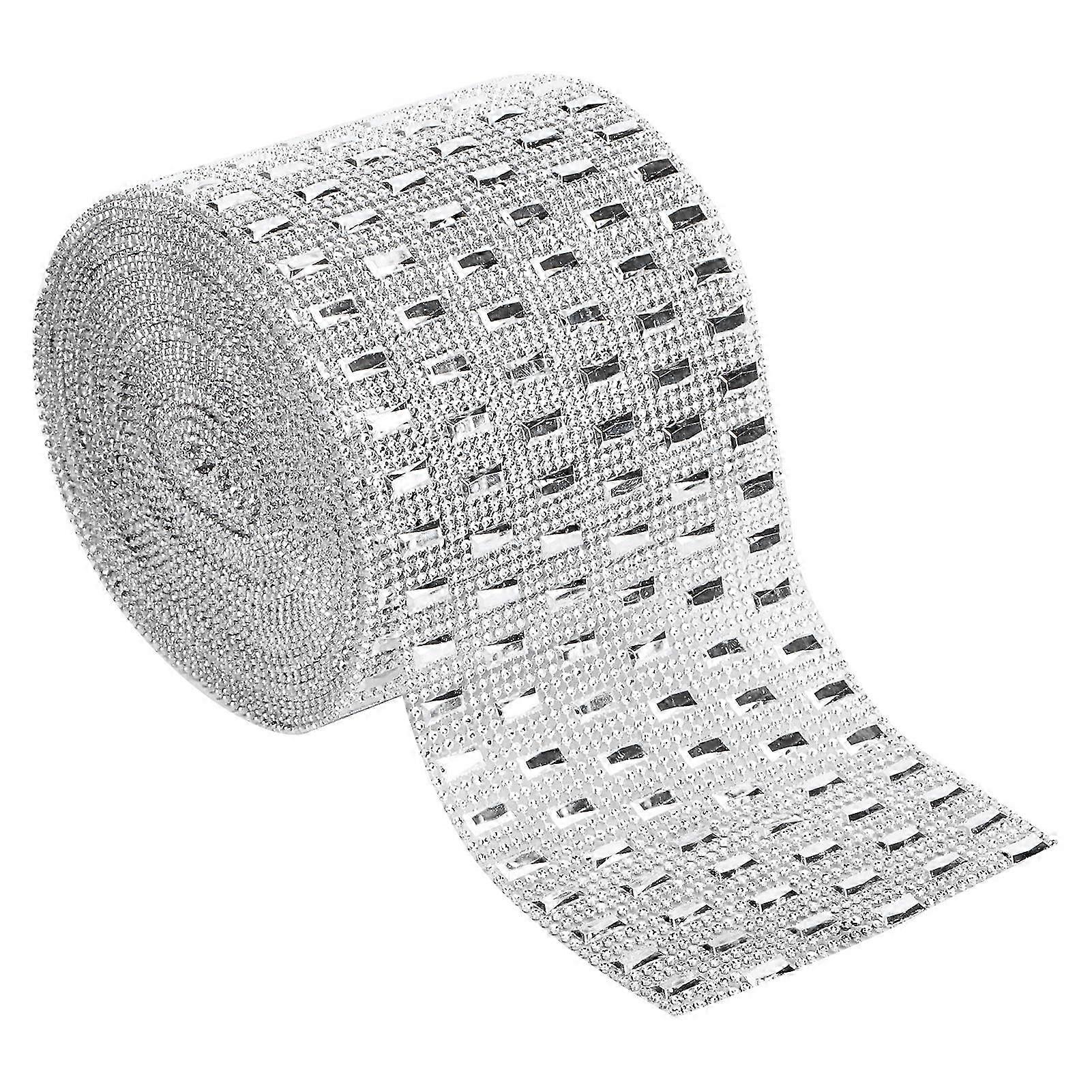 Plastic Rhinestones Hollow Mesh Imitation Diamonds Ribbon Wrap for DIY Clothing and Wedding Decor
