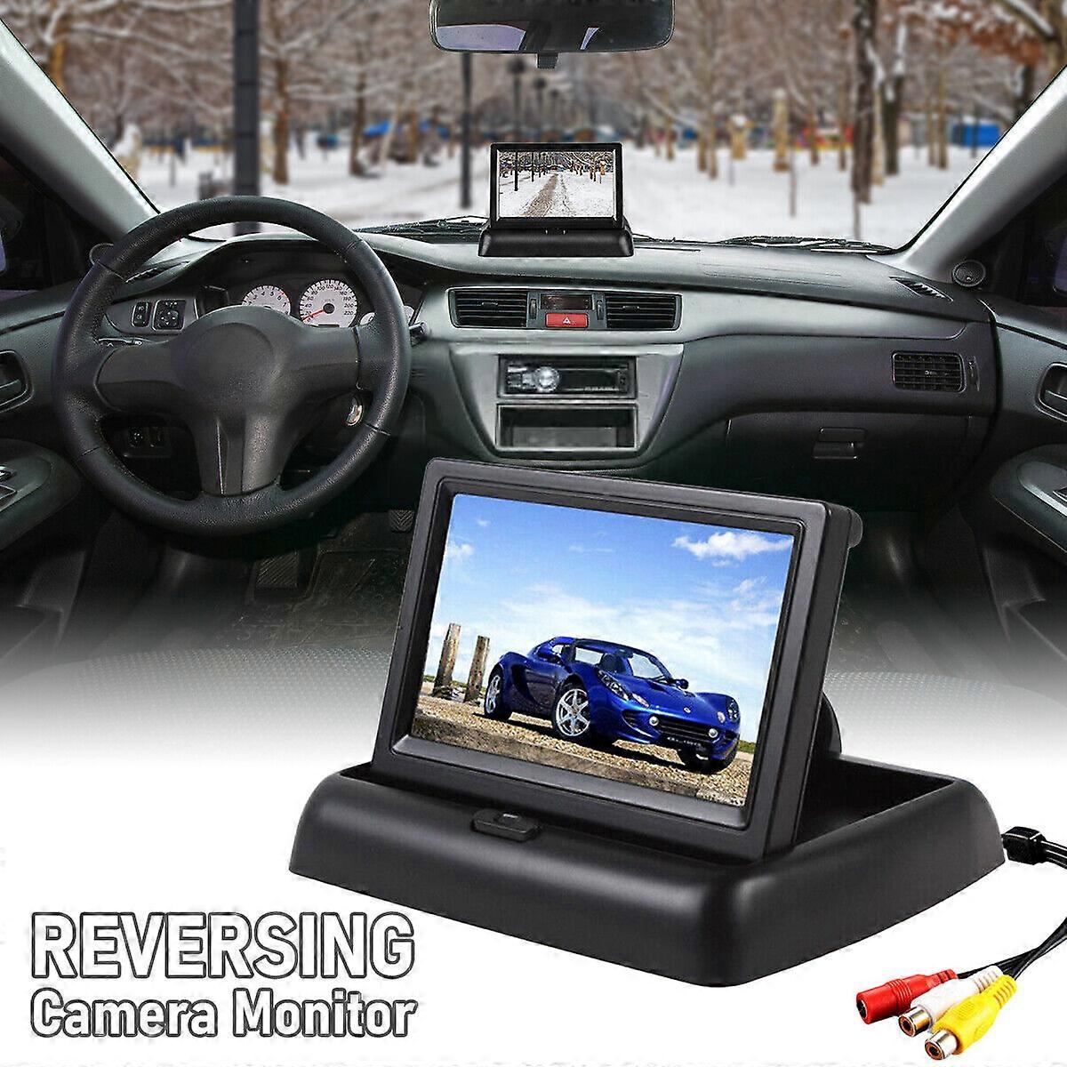 Car Backup Monitor Camera Kit 4.3 inch Foldable Screen TFT LCD Vehicle Rear View Reverse Parking System Night Vision Camera
