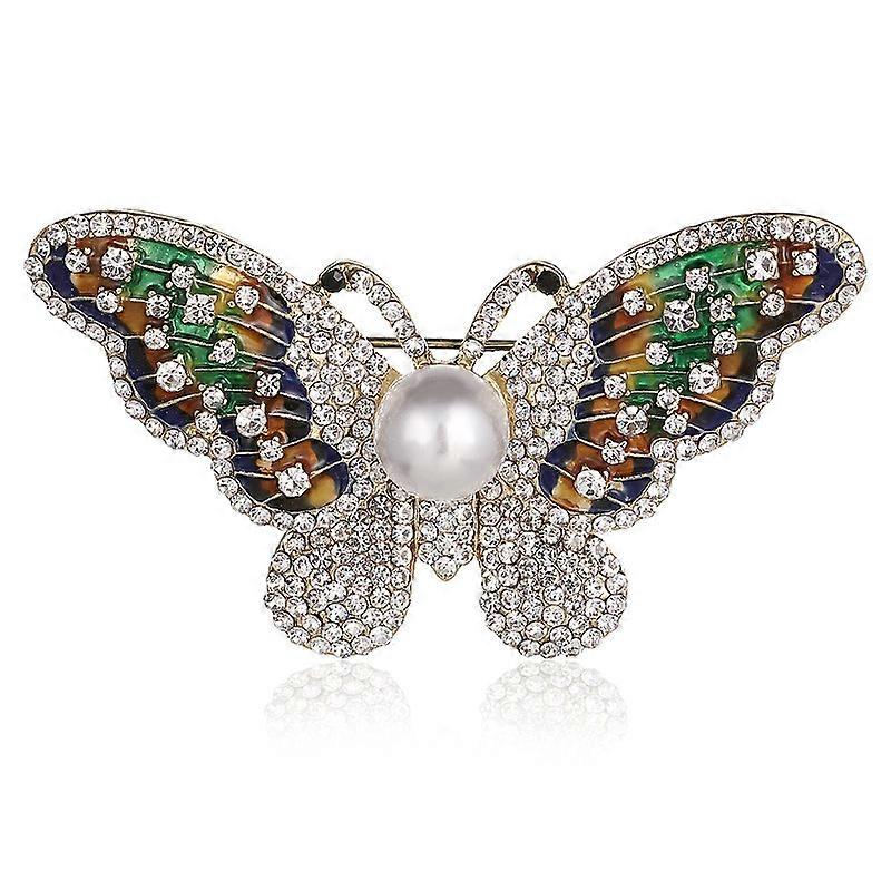 Diamant sommerfugl brosje