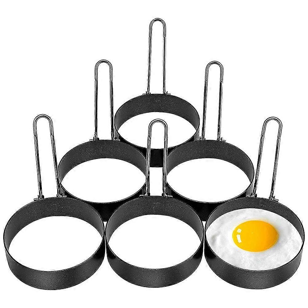 6 pakke ægring, runde ægkogeringe i rustfrit stål Non-stick stegning Ægmagerforme