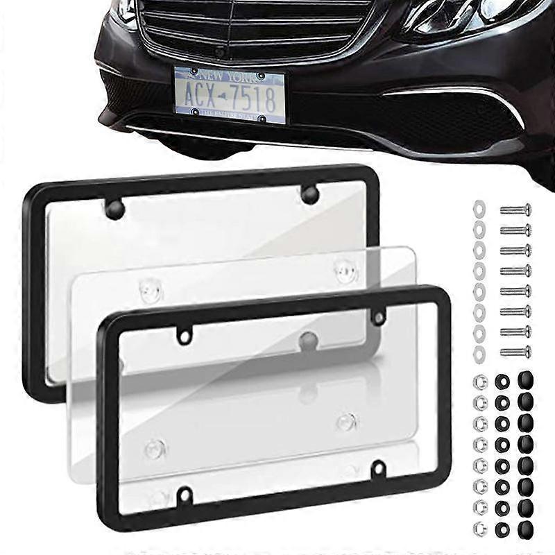 2 Pack Car License Plate Covers American License Plate Frame Weatherproof License Plate Holders Covers For Front And Rear Car