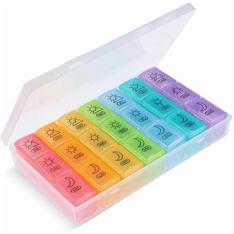 Weekly Pill Organizer With Colour-Coded Compartments For Easy Identification