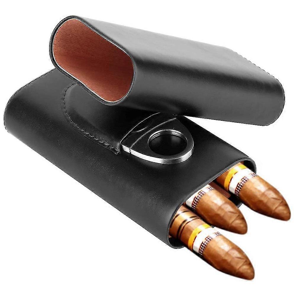 3 Stück Zigarrenetui, Echtleder Zigarrenetui mit Edelstahlmesser