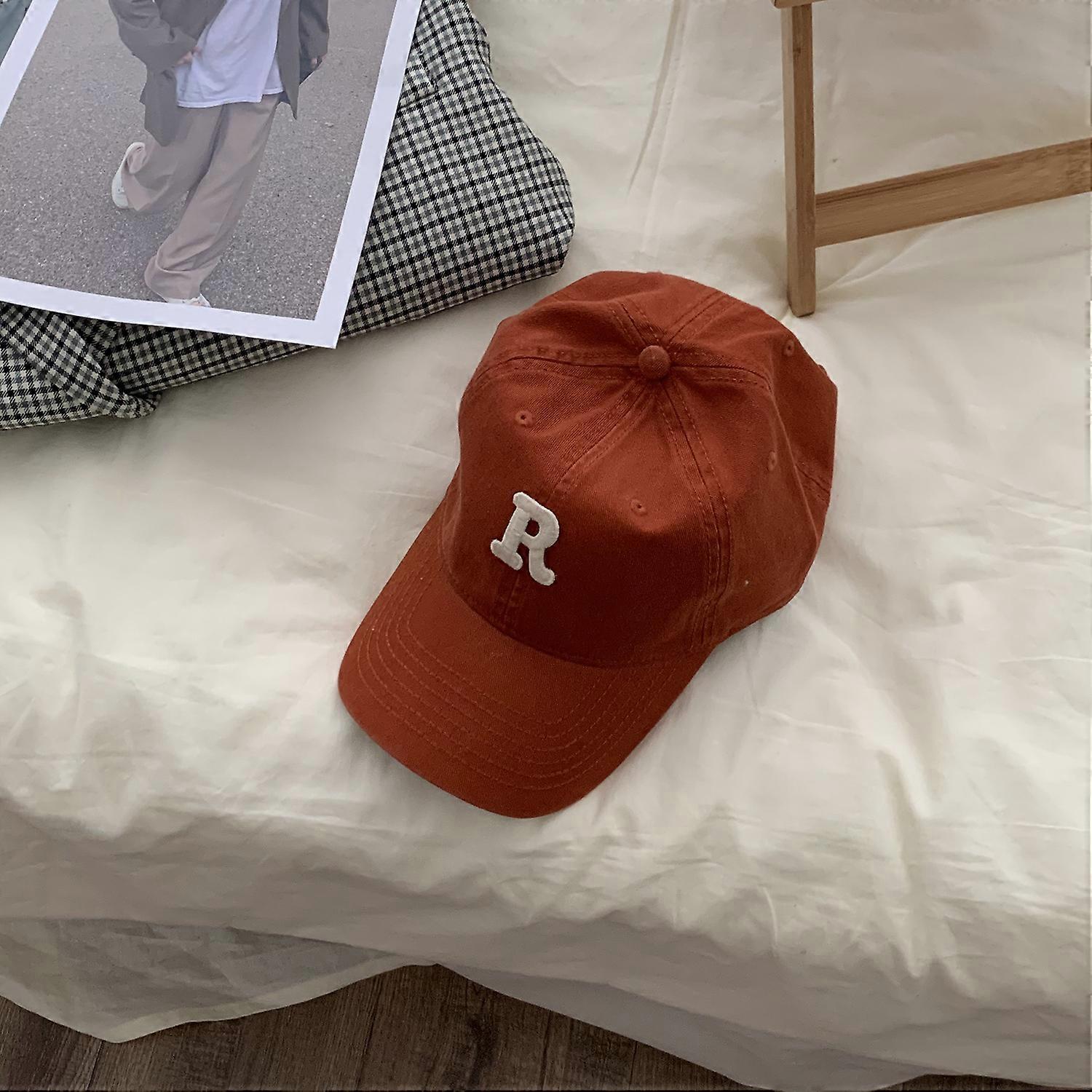 Nueva gorra de béisbol para mujer, gorra de algodón R de algodón simple bordado para todos los partidos, naranjacalabaza