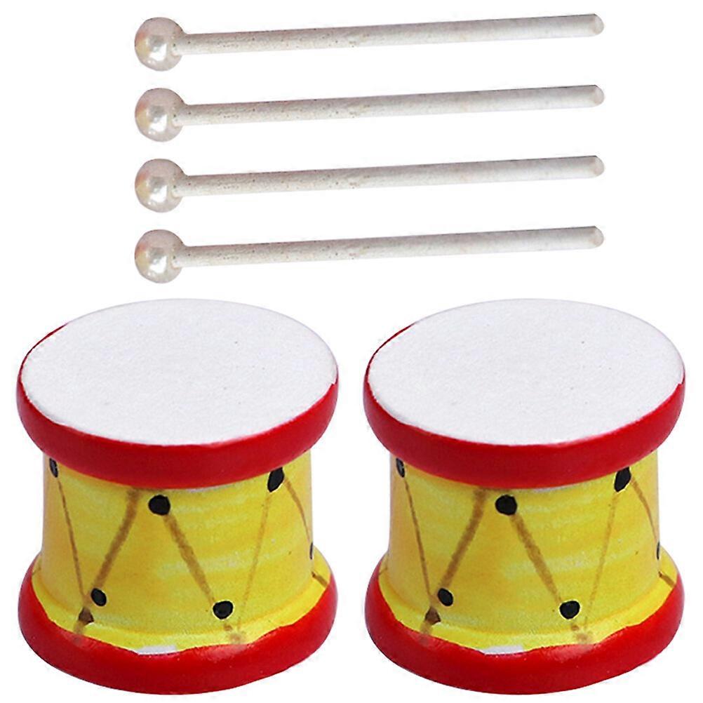 1 Set 1/12 Doll House Mini Drum And Drumstick Models Doll House Instrument Models