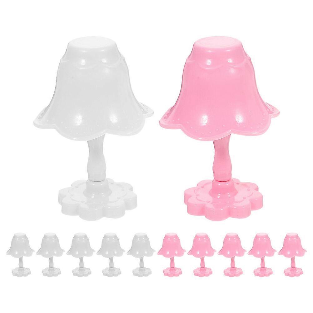 12pcs Mini House Table Lamp Model Decorative Table Light Model Miniature Desk Lamp