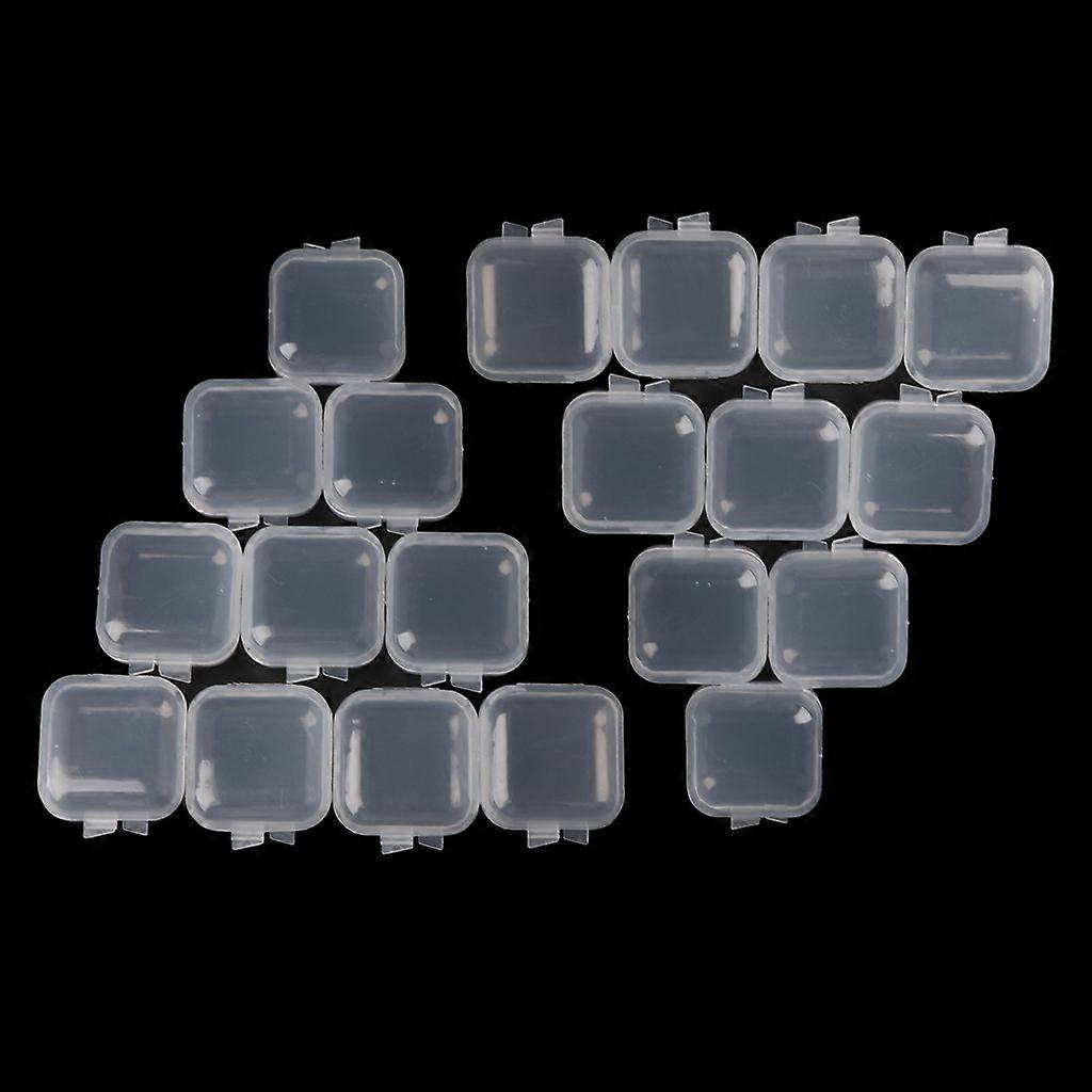 20x Mini Square Storage Containers Box with Lid Clear Plastic Box for Tiny Bead