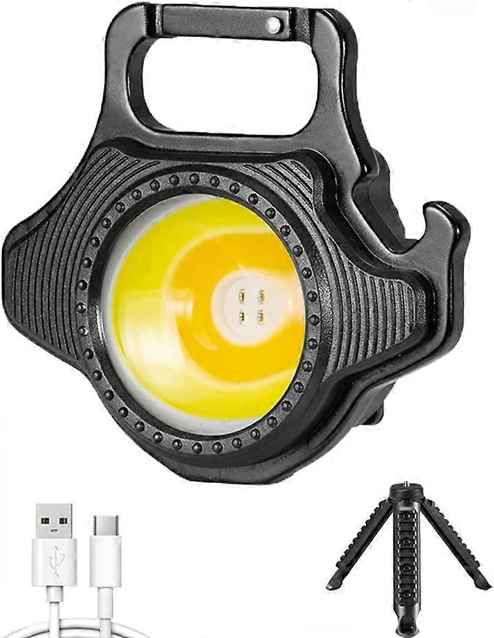 500 Lumen Mini Flashlight, 7 Light Modes USB Rechargeable LED Work Light Foldable Stand Bottle Opener Magnetic Base