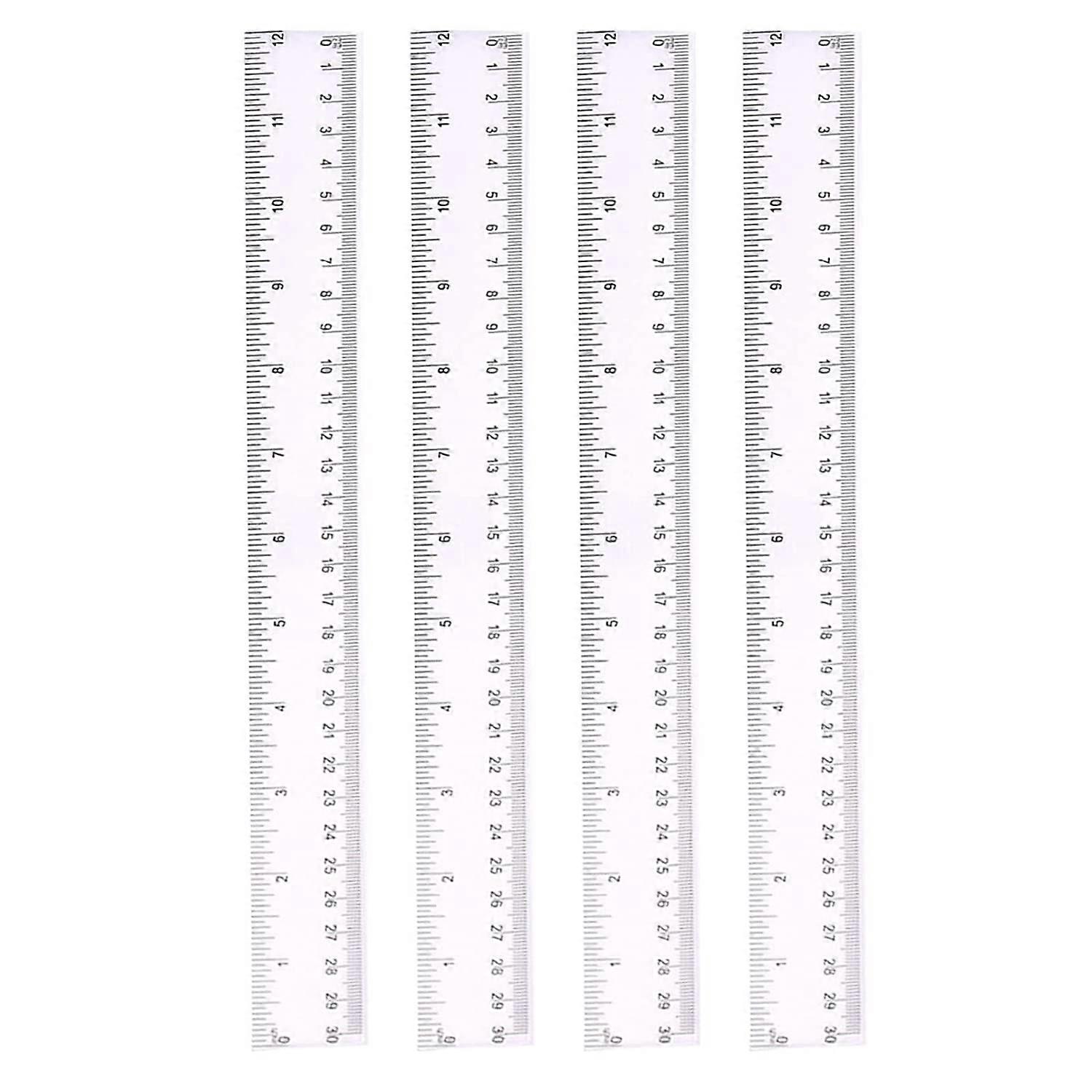 4 Pack 30cm Ruler Multi Pack Clear Ruler Measuring Tools