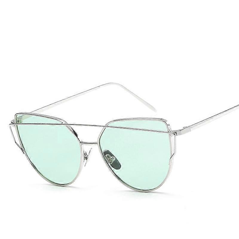 New Fashion Cat Eye Vintage Rose Gold Mirror Woman's Sunglasses Metal Reflective Flat Lens Tourism Sunglasses Multi-color style