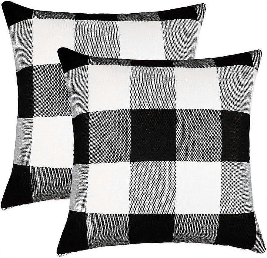 Set of 2 Farmhouse Buffalo Check Plaid Throw Pillow Covers