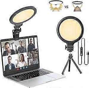 72 LED Computer Ring Light, Video Conferencing Lighting Kit 3000k-6500K Dimmable Selfie Ring Light, 6" Laptop Ring Light with Clamp and Tripod for Zoo