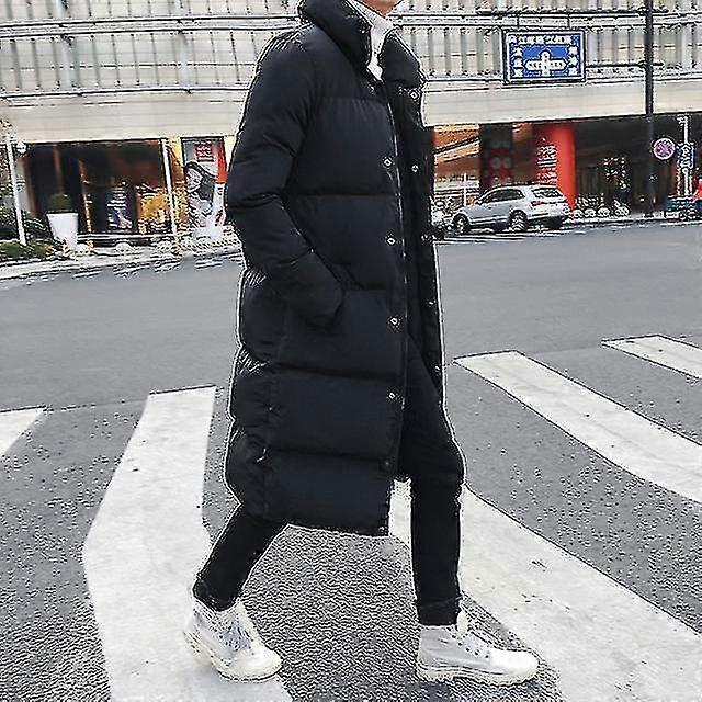 Men's Luxury Long Down Jacket - Winter Black Parka, Plus Size Overcoat